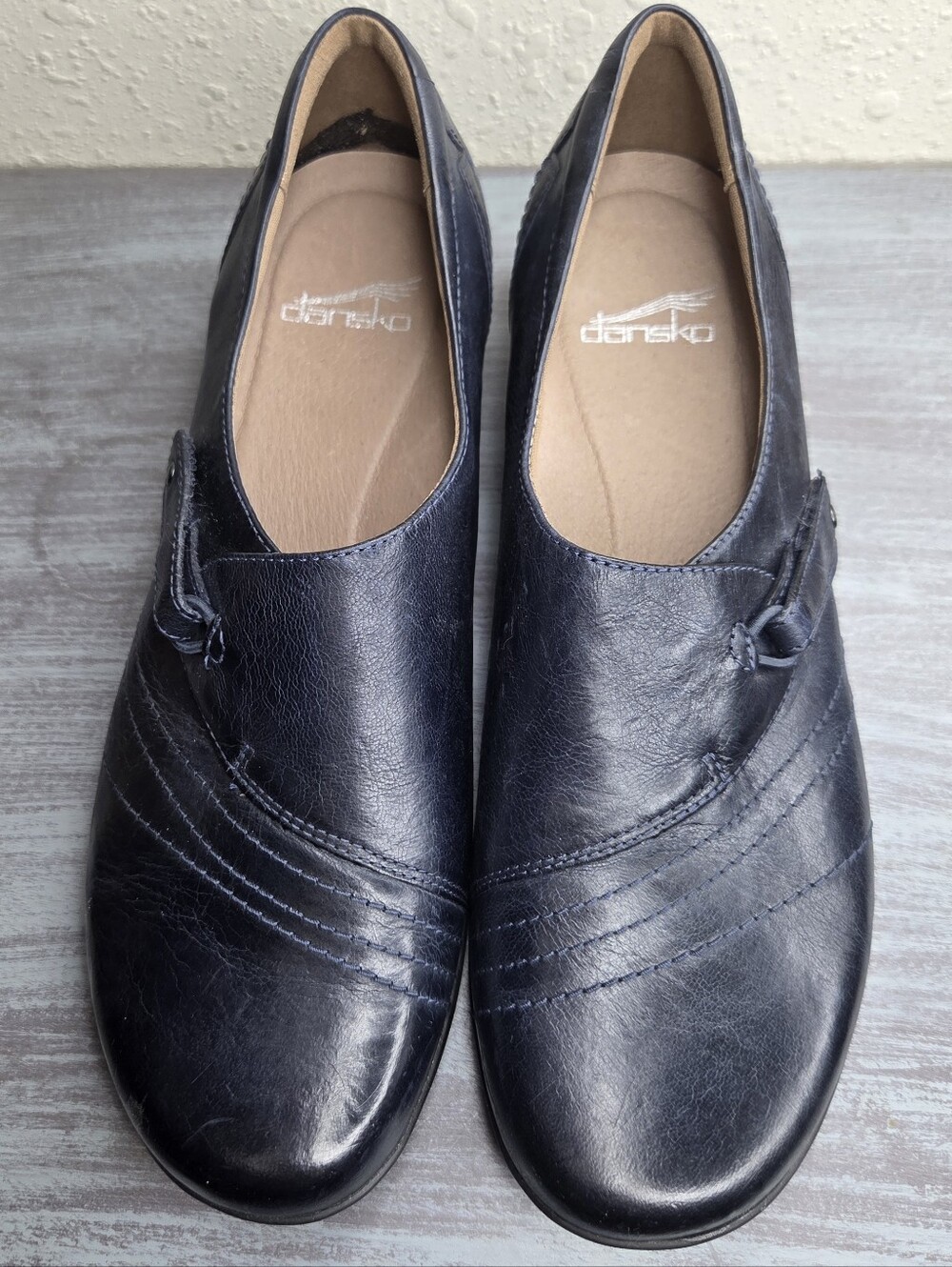 Dansko Dark Navy Blue Leather Slip-On Loafers Size 40